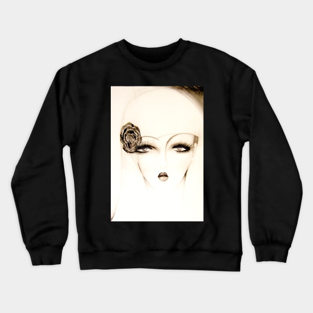 PALE 70S WOMAN ART DECO FACE SKETCH Crewneck Sweatshirt by jacquline8689